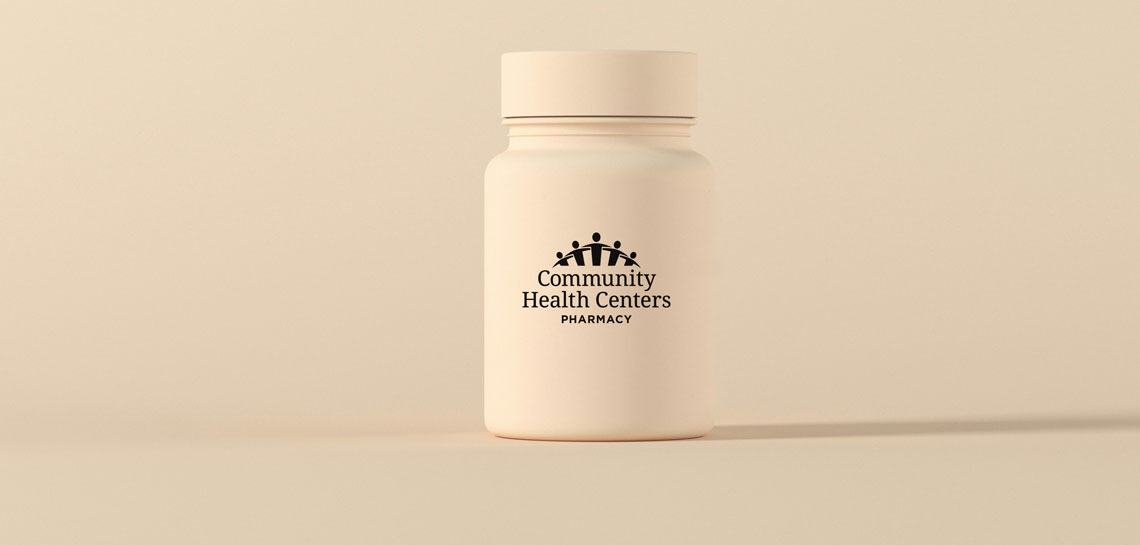 image of a pill bottle branded with CHC pharmacy